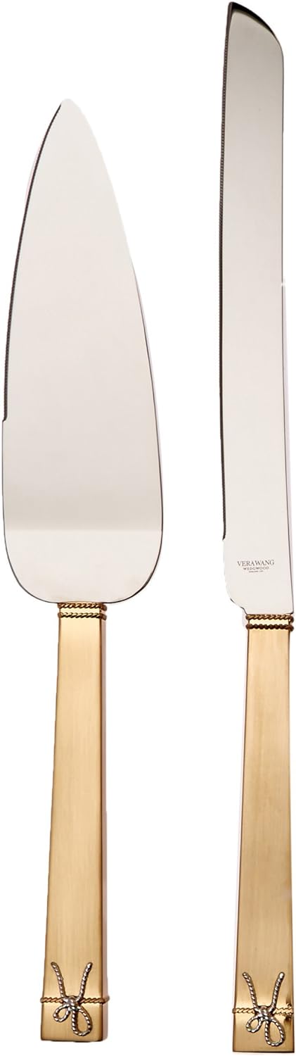 Wedgwood Vera Wang Love Knots Cake Knife and Server - Gold Set