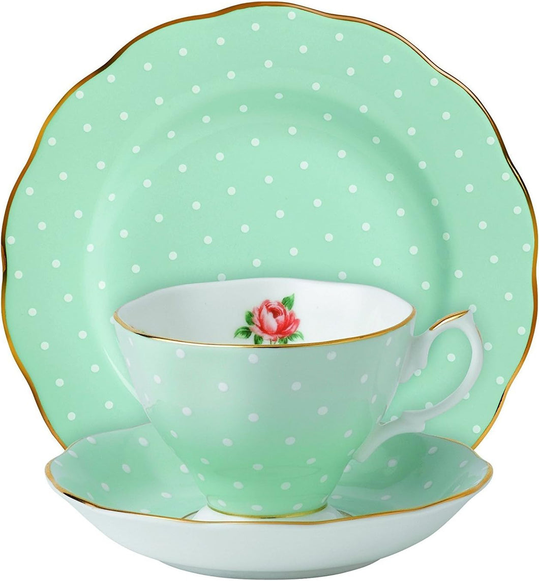 Royal Albert Polka Rose 3-Piece Set (Teacup, Saucer & Plate 8