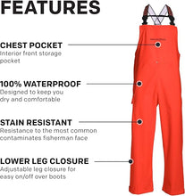  Grundens Men’s Neptune Commercial Fishing Bib Pants | Waterproof, Adjustable, Orange טען תמונה לגלריה
